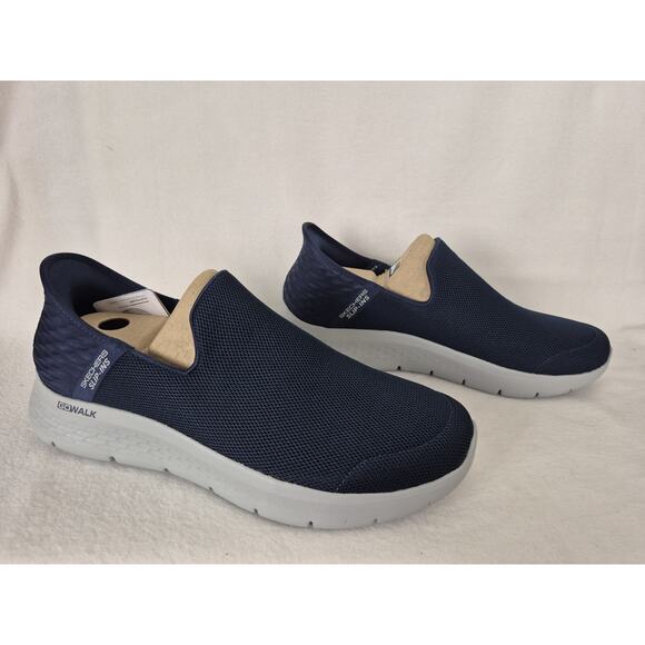 Skechers Men's US 12 Wide Fit Go Walk Flex No Hands Navy Slip-in Sneakers - Picture 6 of 12